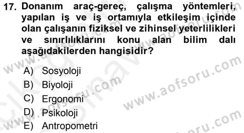 Büro Teknolojileri Dersi 2017 - 2018 Yılı 3 Ders Sınav Soruları 17. Soru