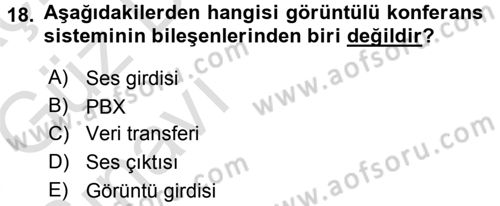 Büro Teknolojileri Dersi Ara Sınavı Deneme Sınav Soruları 18. Soru