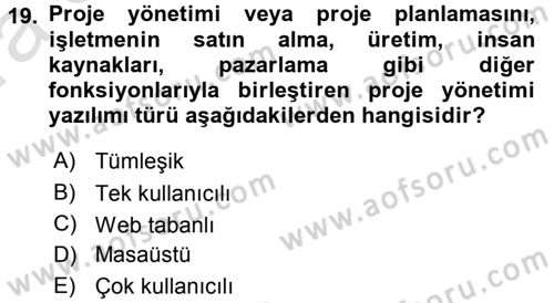 Büro Teknolojileri Dersi Ara Sınavı Deneme Sınav Soruları 19. Soru