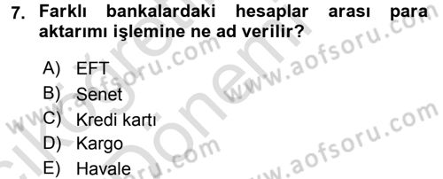 Büro Teknolojileri Dersi Ara Sınavı Deneme Sınav Soruları 7. Soru