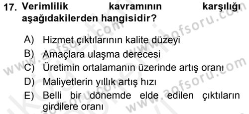 Büro Teknolojileri Dersi 2017 - 2018 Yılı (Final) Dönem Sonu Sınav Soruları 17. Soru