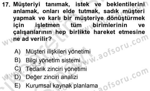 Büro Teknolojileri Dersi 2018 - 2019 Yılı 3 Ders Sınav Soruları 17. Soru