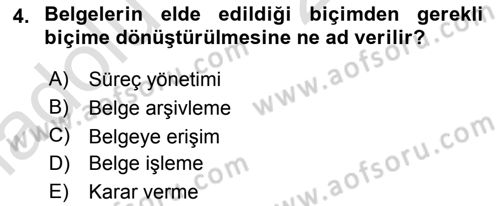 Büro Teknolojileri Dersi 2018 - 2019 Yılı 3 Ders Sınav Soruları 4. Soru