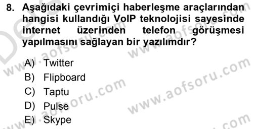 Büro Teknolojileri Dersi 2018 - 2019 Yılı 3 Ders Sınav Soruları 8. Soru