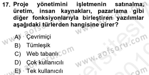 Büro Teknolojileri Dersi Ara Sınavı Deneme Sınav Soruları 17. Soru