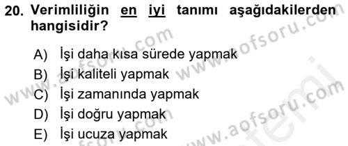 Büro Teknolojileri Dersi 2018 - 2019 Yılı (Final) Dönem Sonu Sınav Soruları 20. Soru