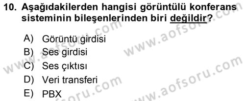 Büro Teknolojileri Dersi 2018 - 2019 Yılı Yaz Okulu Sınavı 10. Soru