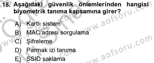 Büro Teknolojileri Dersi 2018 - 2019 Yılı Yaz Okulu Sınavı 18. Soru