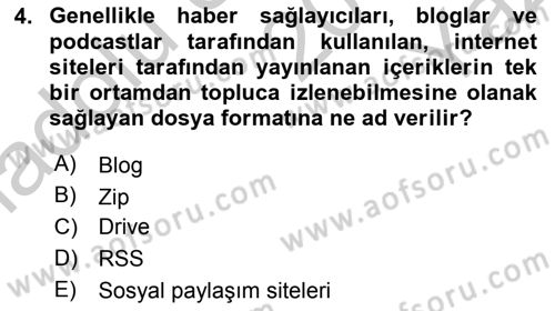 Büro Teknolojileri Dersi 2018 - 2019 Yılı Yaz Okulu Sınavı 4. Soru