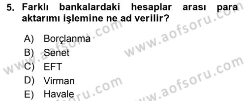 Büro Teknolojileri Dersi 2018 - 2019 Yılı Yaz Okulu Sınavı 5. Soru