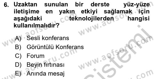 Büro Teknolojileri Dersi 2018 - 2019 Yılı Yaz Okulu Sınavı 6. Soru