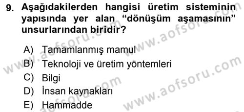 Büro Teknolojileri Dersi 2018 - 2019 Yılı Yaz Okulu Sınavı 9. Soru