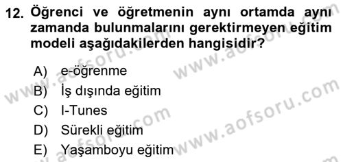 Büro Teknolojileri Dersi Ara Sınavı Deneme Sınav Soruları 12. Soru