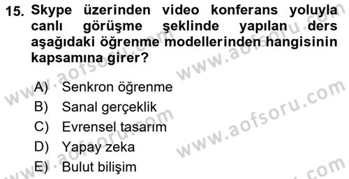 Büro Teknolojileri Dersi 2019 - 2020 Yılı (Vize) Ara Sınav Soruları 15. Soru