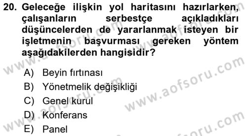 Büro Teknolojileri Dersi 2019 - 2020 Yılı (Vize) Ara Sınav Soruları 20. Soru