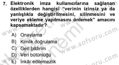 Büro Teknolojileri Dersi 2019 - 2020 Yılı (Vize) Ara Sınav Soruları 7. Soru