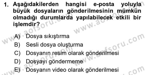 Büro Teknolojileri Dersi 2019 - 2020 Yılı (Final) Dönem Sonu Sınav Soruları 1. Soru