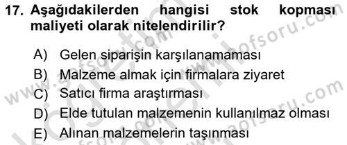 Büro Teknolojileri Dersi 2019 - 2020 Yılı (Final) Dönem Sonu Sınav Soruları 17. Soru
