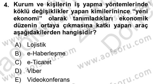 Büro Teknolojileri Dersi 2019 - 2020 Yılı (Final) Dönem Sonu Sınav Soruları 4. Soru