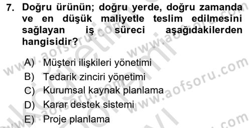 Büro Teknolojileri Dersi 2019 - 2020 Yılı (Final) Dönem Sonu Sınav Soruları 7. Soru