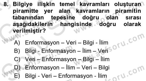 Büro Teknolojileri Dersi 2019 - 2020 Yılı (Final) Dönem Sonu Sınav Soruları 8. Soru