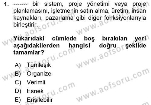 Büro Teknolojileri Dersi 2019 - 2020 Yılı Yaz Okulu Sınav Soruları 1. Soru