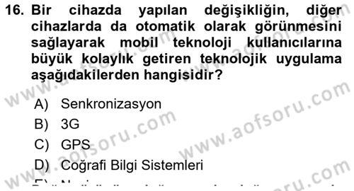Büro Teknolojileri Dersi 2019 - 2020 Yılı Yaz Okulu Sınav Soruları 16. Soru
