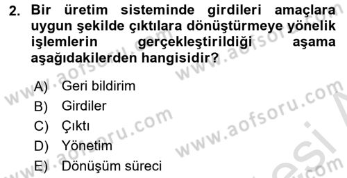 Büro Teknolojileri Dersi 2019 - 2020 Yılı Yaz Okulu Sınav Soruları 2. Soru
