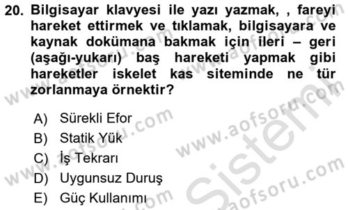 Büro Teknolojileri Dersi 2019 - 2020 Yılı Yaz Okulu Sınav Soruları 20. Soru