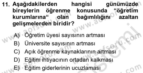 Büro Teknolojileri Dersi 2021 - 2022 Yılı (Vize) Ara Sınav Soruları 11. Soru