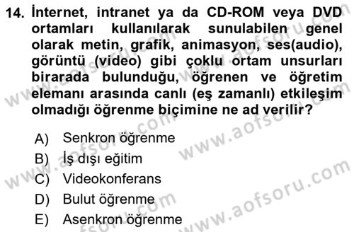 Büro Teknolojileri Dersi 2021 - 2022 Yılı (Vize) Ara Sınav Soruları 14. Soru