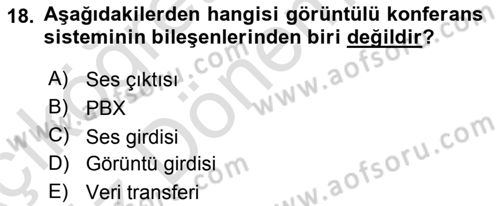 Büro Teknolojileri Dersi Ara Sınavı Deneme Sınav Soruları 18. Soru