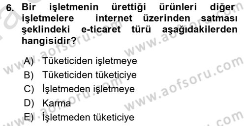 Büro Teknolojileri Dersi Ara Sınavı Deneme Sınav Soruları 6. Soru