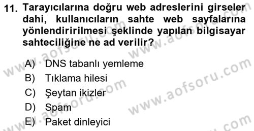Büro Teknolojileri Dersi 2021 - 2022 Yılı (Final) Dönem Sonu Sınav Soruları 11. Soru