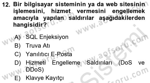 Büro Teknolojileri Dersi 2021 - 2022 Yılı (Final) Dönem Sonu Sınav Soruları 12. Soru
