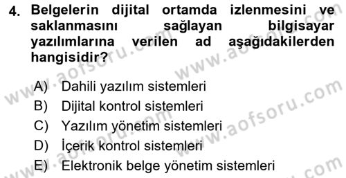 Büro Teknolojileri Dersi 2021 - 2022 Yılı (Final) Dönem Sonu Sınav Soruları 4. Soru