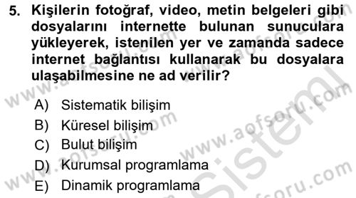 Büro Teknolojileri Dersi 2021 - 2022 Yılı (Final) Dönem Sonu Sınav Soruları 5. Soru