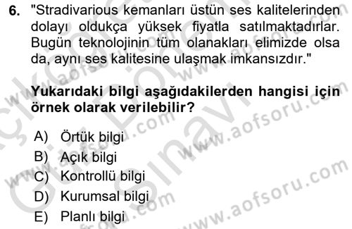Büro Teknolojileri Dersi 2021 - 2022 Yılı (Final) Dönem Sonu Sınav Soruları 6. Soru