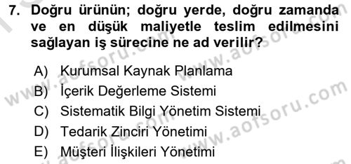 Büro Teknolojileri Dersi 2021 - 2022 Yılı (Final) Dönem Sonu Sınav Soruları 7. Soru