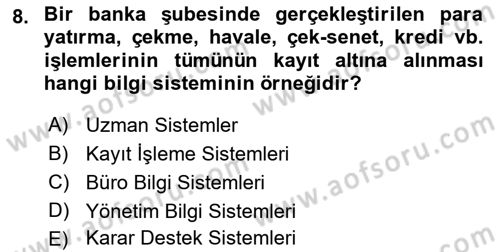 Büro Teknolojileri Dersi 2021 - 2022 Yılı (Final) Dönem Sonu Sınav Soruları 8. Soru