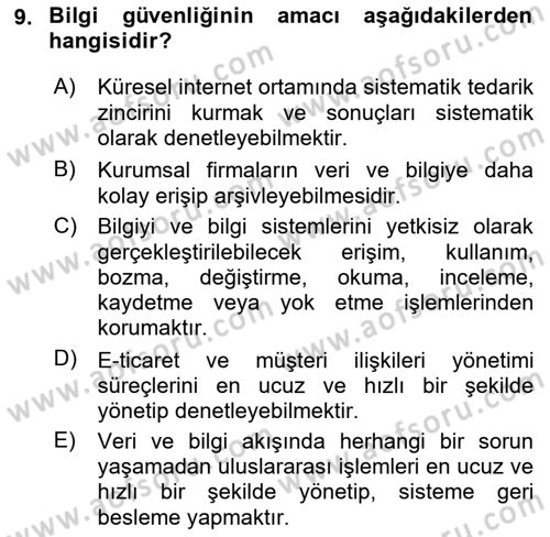 Büro Teknolojileri Dersi 2021 - 2022 Yılı (Final) Dönem Sonu Sınav Soruları 9. Soru