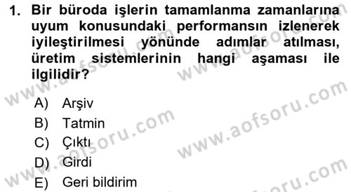 Büro Teknolojileri Dersi 2021 - 2022 Yılı Yaz Okulu Sınav Soruları 1. Soru
