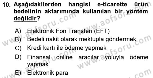 Büro Teknolojileri Dersi 2021 - 2022 Yılı Yaz Okulu Sınav Soruları 10. Soru