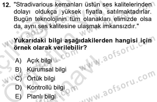 Büro Teknolojileri Dersi 2021 - 2022 Yılı Yaz Okulu Sınav Soruları 12. Soru