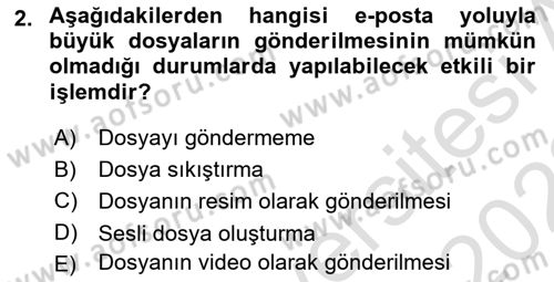 Büro Teknolojileri Dersi 2021 - 2022 Yılı Yaz Okulu Sınav Soruları 2. Soru