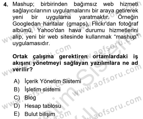 Büro Teknolojileri Dersi 2021 - 2022 Yılı Yaz Okulu Sınav Soruları 4. Soru
