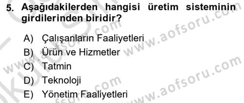 Büro Teknolojileri Dersi 2021 - 2022 Yılı Yaz Okulu Sınav Soruları 5. Soru