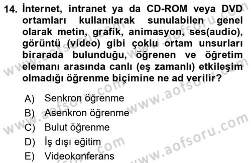 Büro Teknolojileri Dersi Ara Sınavı Deneme Sınav Soruları 14. Soru