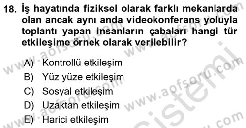 Büro Teknolojileri Dersi Ara Sınavı Deneme Sınav Soruları 18. Soru