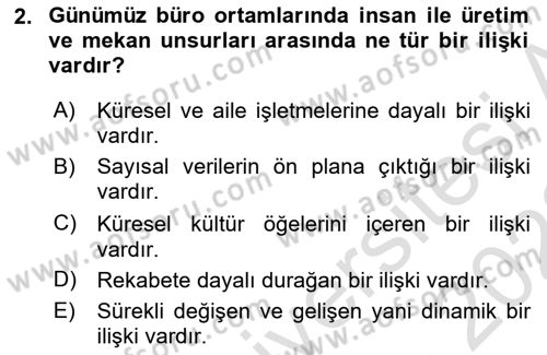 Büro Teknolojileri Dersi Ara Sınavı Deneme Sınav Soruları 2. Soru